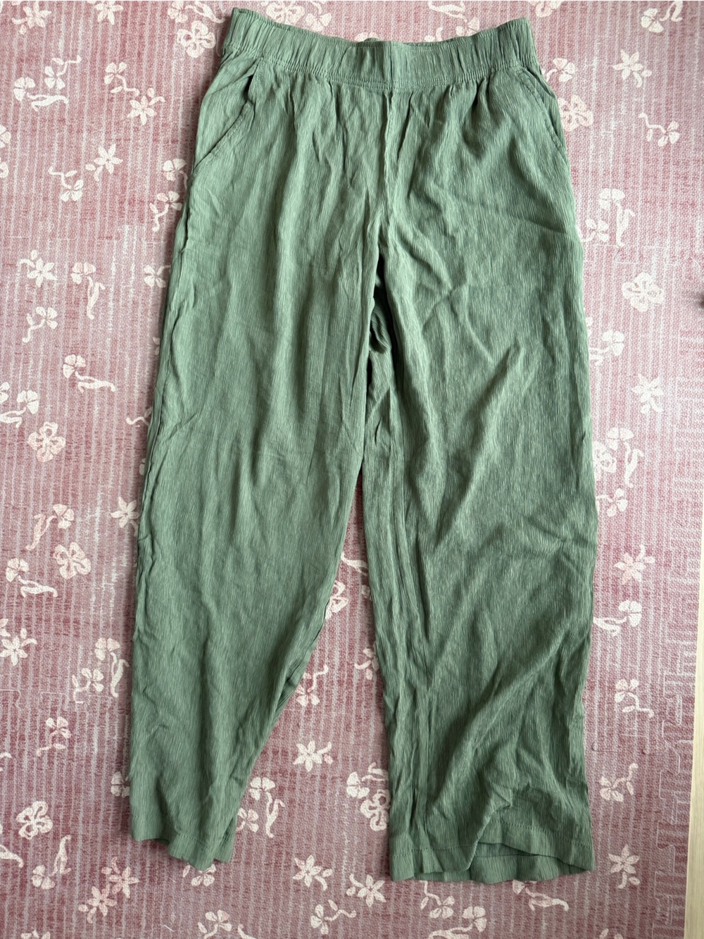 GAP Olive Green Wide-Leg Linen Blend Pants